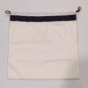 Tory Burch Off-White Colorful Drawstring Storage Dust Bag Sized 14 x 14.5-inch